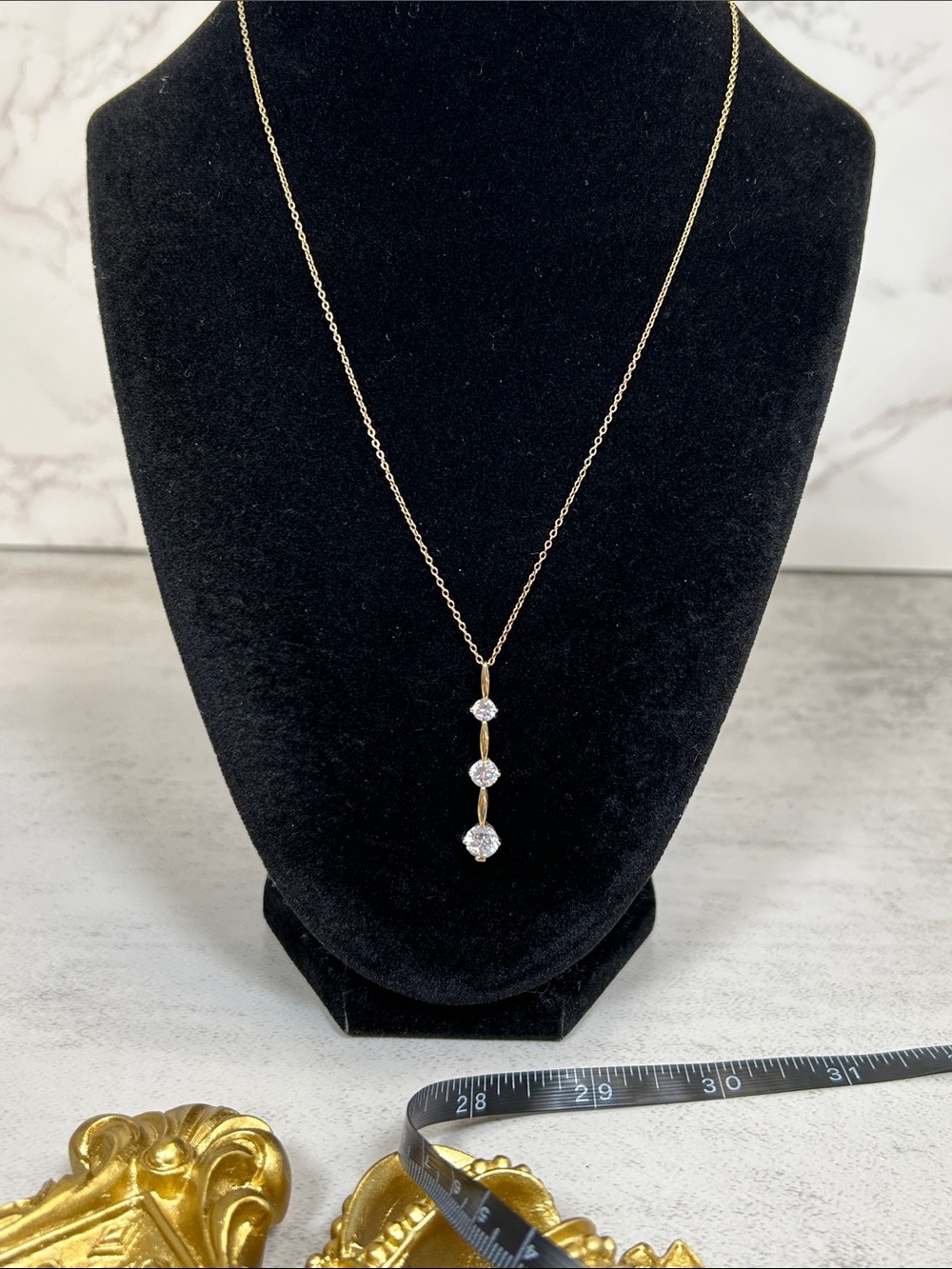 925 Vermeil Ross-Simons Necklace with Clear Crystal Drops